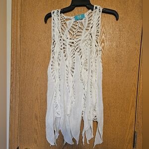 Fairy / Hippy dress white with lace size Medium